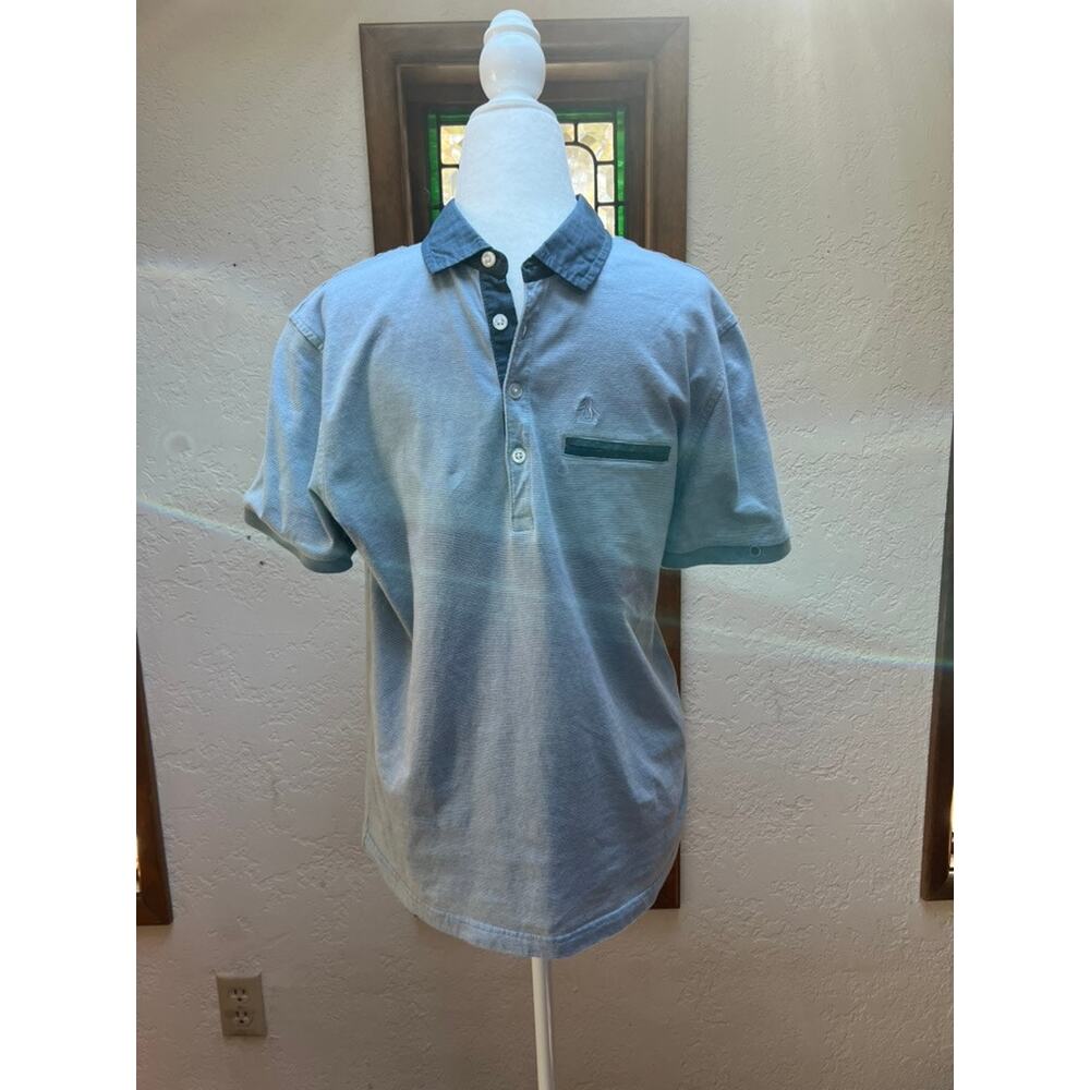 Penguin Men's Light Blue Polo Shirt Size Medium Slim Fit